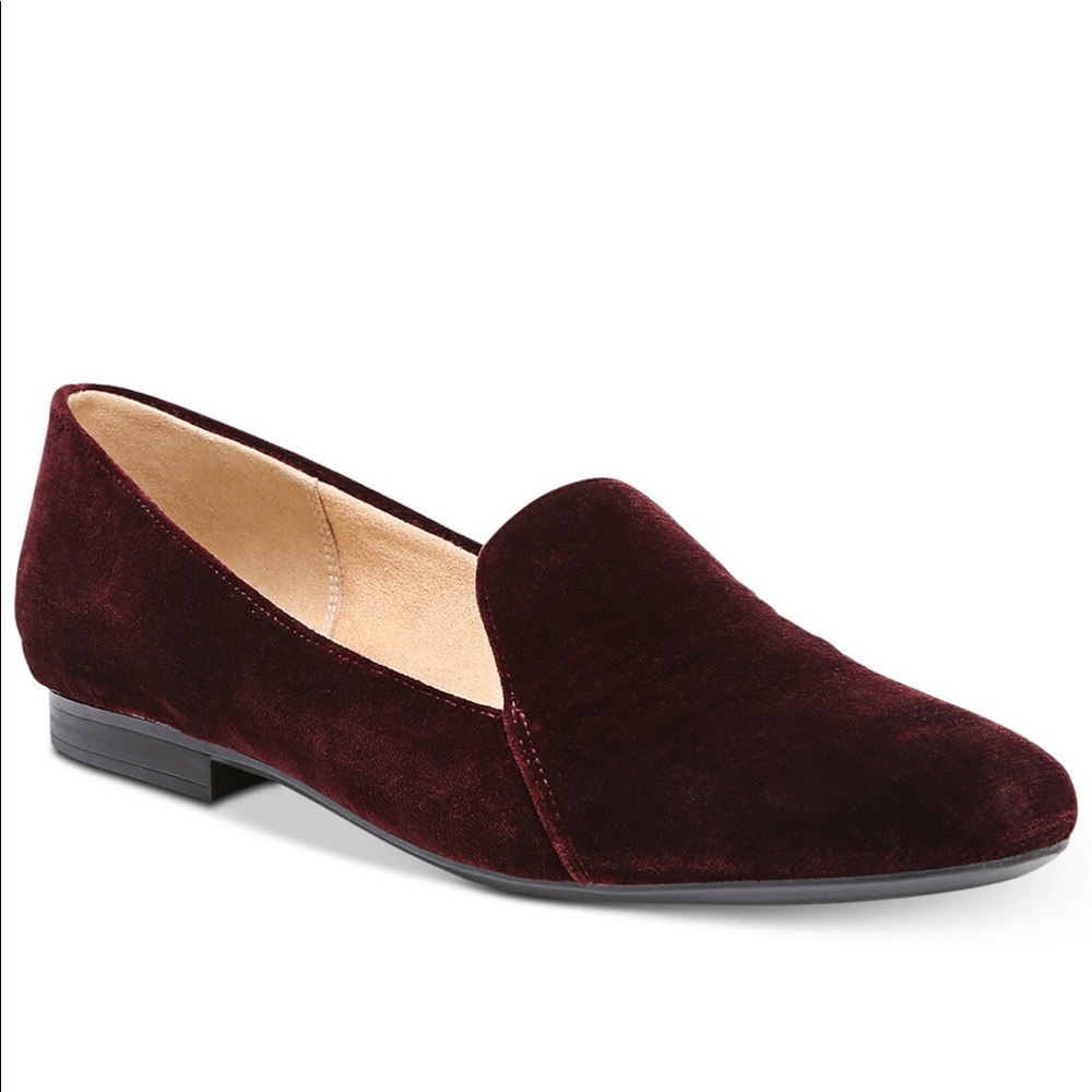 Maroon velvet flats